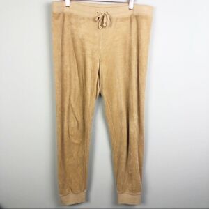 JUICY COUTURE BLACK LABEL | Tan Velour Jogger Style Drawstring Pants Women’s L